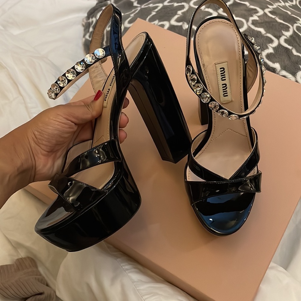 Miu Miu Crystal Embellished Sandals - image 2